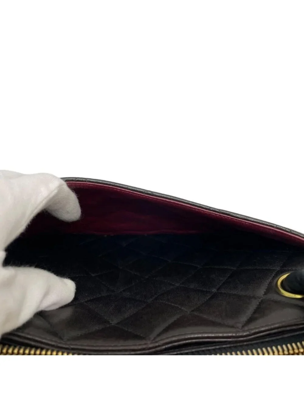 Chanel Lambskin Quilted Hand Bag CC Logo Bicolor